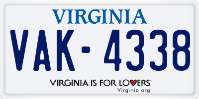 VA license plate VAK4338