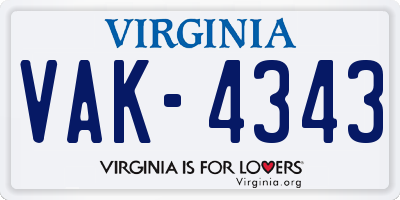 VA license plate VAK4343