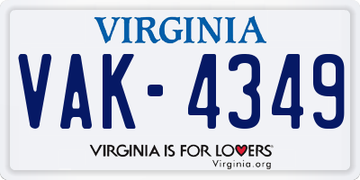 VA license plate VAK4349