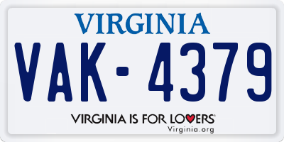 VA license plate VAK4379