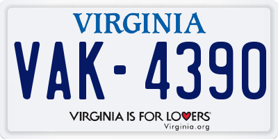VA license plate VAK4390