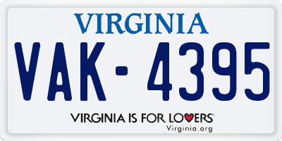 VA license plate VAK4395