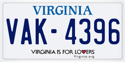 VA license plate VAK4396