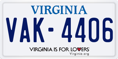 VA license plate VAK4406
