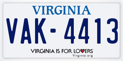 VA license plate VAK4413