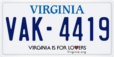 VA license plate VAK4419