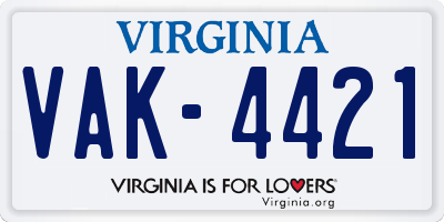 VA license plate VAK4421