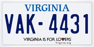 VA license plate VAK4431