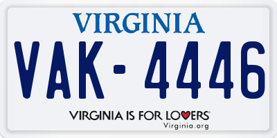 VA license plate VAK4446