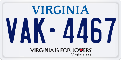 VA license plate VAK4467