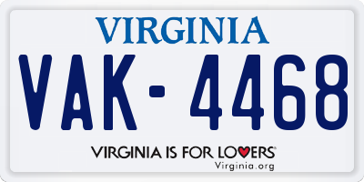 VA license plate VAK4468