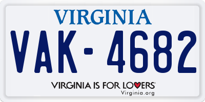 VA license plate VAK4682