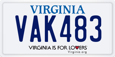 VA license plate VAK483