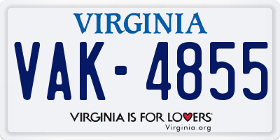 VA license plate VAK4855