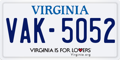 VA license plate VAK5052