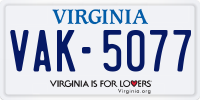 VA license plate VAK5077