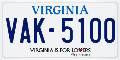 VA license plate VAK5100