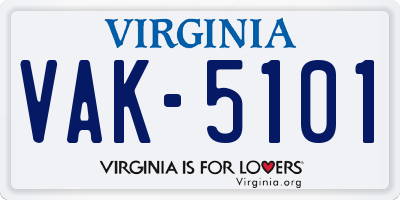 VA license plate VAK5101