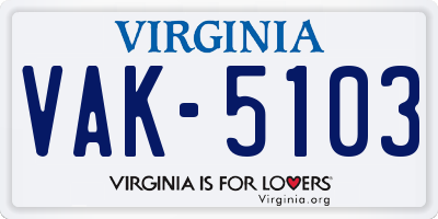 VA license plate VAK5103