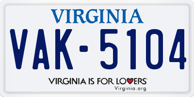 VA license plate VAK5104