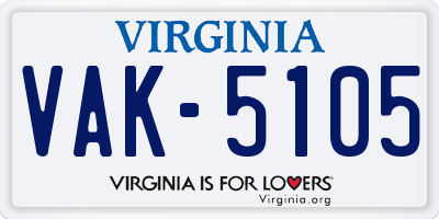 VA license plate VAK5105