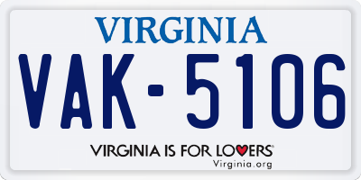 VA license plate VAK5106