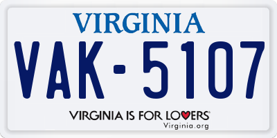 VA license plate VAK5107