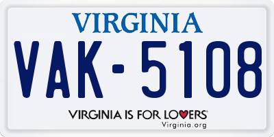 VA license plate VAK5108