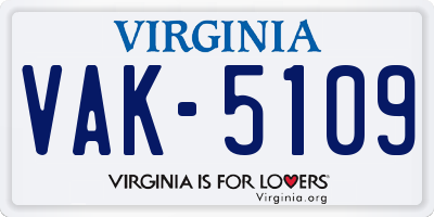 VA license plate VAK5109