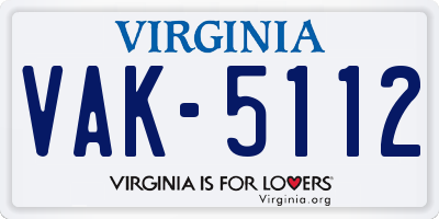 VA license plate VAK5112