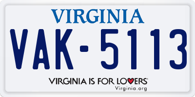 VA license plate VAK5113