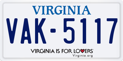 VA license plate VAK5117