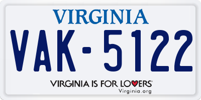 VA license plate VAK5122