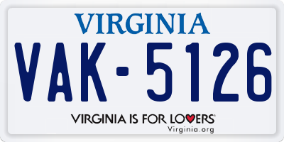 VA license plate VAK5126