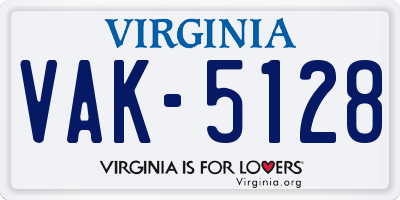 VA license plate VAK5128