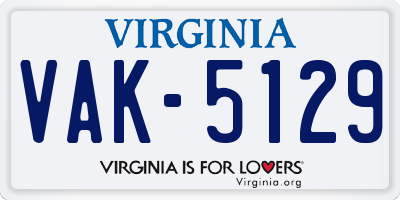VA license plate VAK5129
