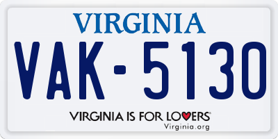 VA license plate VAK5130