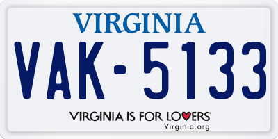 VA license plate VAK5133