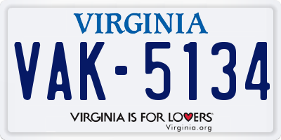 VA license plate VAK5134