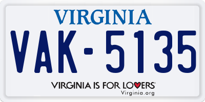 VA license plate VAK5135