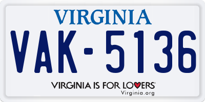 VA license plate VAK5136