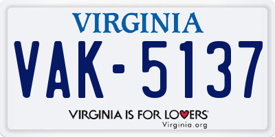 VA license plate VAK5137