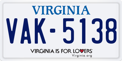 VA license plate VAK5138