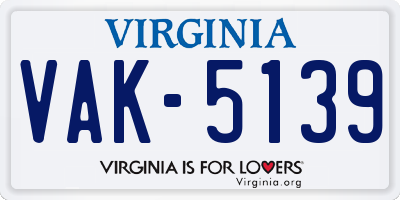VA license plate VAK5139