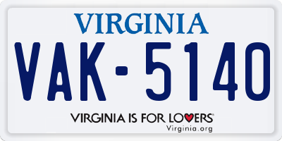 VA license plate VAK5140