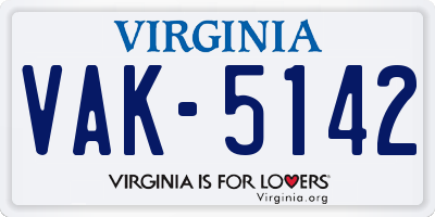 VA license plate VAK5142
