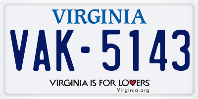 VA license plate VAK5143