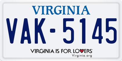 VA license plate VAK5145