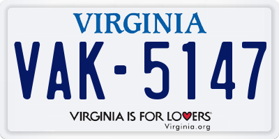 VA license plate VAK5147