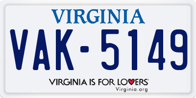 VA license plate VAK5149